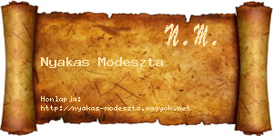 Nyakas Modeszta névjegykártya